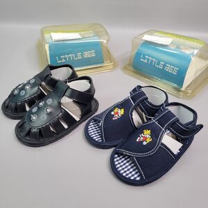 Lot Of 2 vintage Little Bee sandals size 4 12-15 months baby Navy Black New